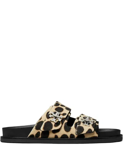 Tory Burch T-lock Genuine Calf Hair Sport Slide Sandal In Animal Print
