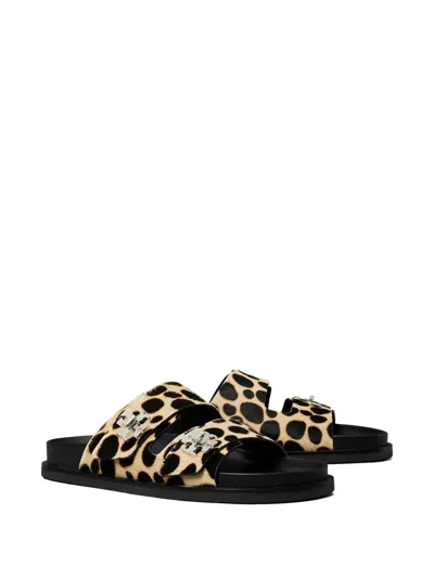 Tory Burch T-lock Genuine Calf Hair Sport Slide Sandal In Animal Print