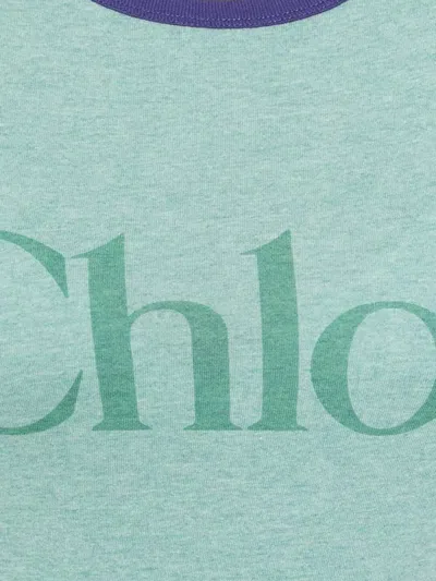 Chloé Fitted Logo T-shirt In Cotton-mix Jersey In Green