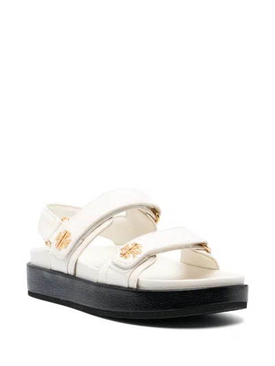 Tory Burch Black Slingback Sandals With Double Strap In White