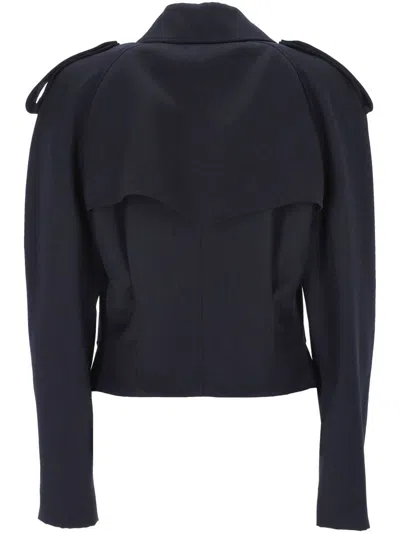 Alexander Mcqueen Alexander Mc Queen Short Double Breasted Navy Blue Jacket