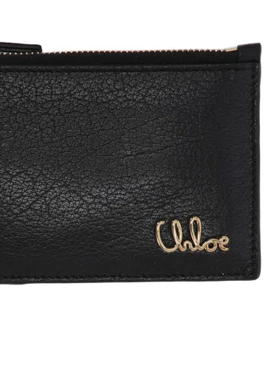 Chloé Zip Logo Wallet In Black