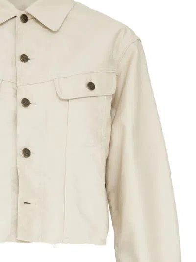 Maison Margiela Cropped Denim Jacket In Neutral