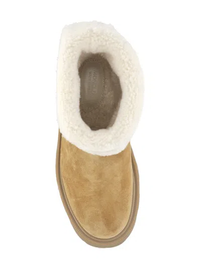 Moncler Aurea Suede And Shearling Mid Ankle Boots In Multi