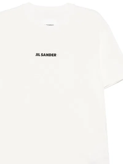 Jil Sander Men White Crewneck T-shirt With Logo Lettering On The Front In Cotton Man