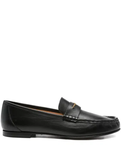 Chloé Chain-detail Loafers In Black