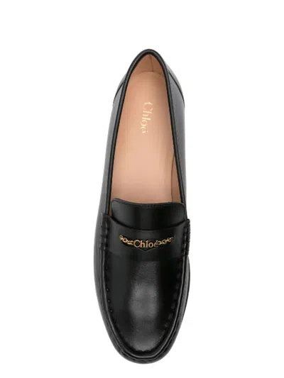 Chloé Chain-detail Loafers In Black