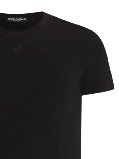 Dolce & Gabbana Embroidered Basic Short-sleeved T-shirt In Black