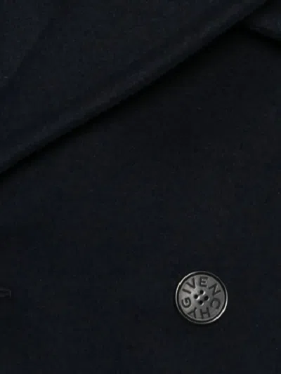 Givenchy Double-breasted Coat Featuring Front Pockets In Blue