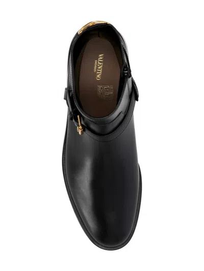Valentino Vlogo Signature Leather Ankle Boot In Black