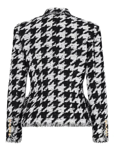 Balmain Distressed Lapel Jacket Structured Shoulders In White