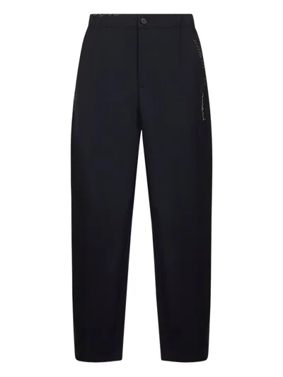 Marni Embroidered Pocket Wool Trousers In Black