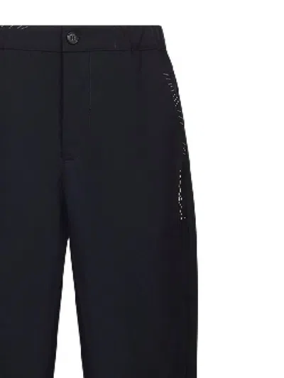 Marni Embroidered Pocket Wool Trousers In Black
