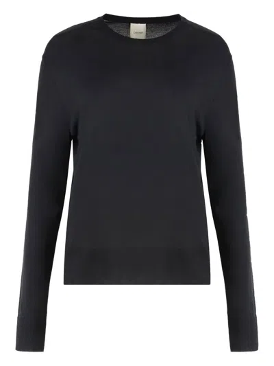 Calvin Klein Crew-neck Viscose Sweater In Black