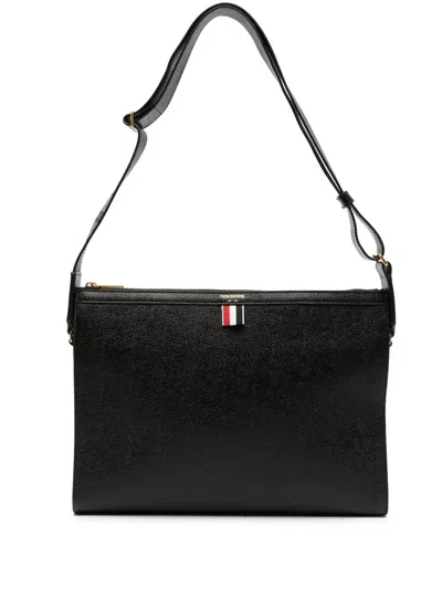 Thom Browne 4-bar Pebble Grain Messenger Bag In Black