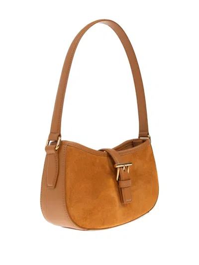 Alexander Mcqueen T-bar Shoulder Mini Suede Bag Shoulder Bags Beige In Brown