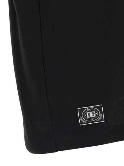 Dolce & Gabbana Men Cotton T-shirt With Embossed Logo Embroidery In Black