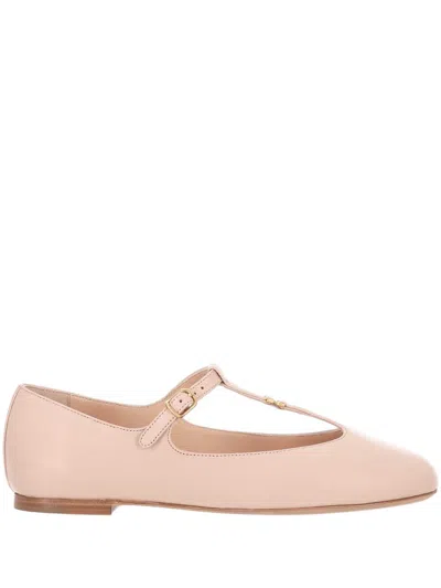 Chloé Marcie Embellished Leather Ballet Flats In Pink