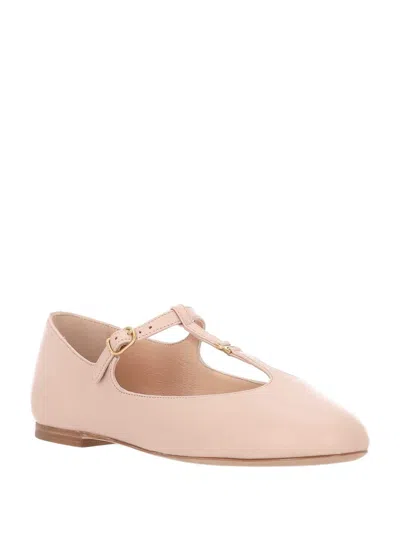 Chloé Marcie Embellished Leather Ballet Flats In Pink