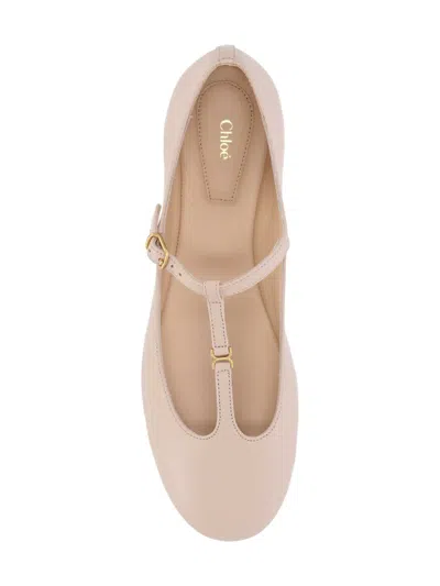 Chloé Marcie Embellished Leather Ballet Flats In Pink