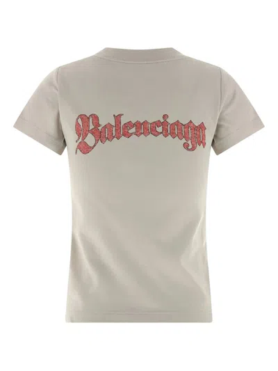 Balenciaga Graphic Logo Crew Neck Short Sleeve T-shirt In Brown