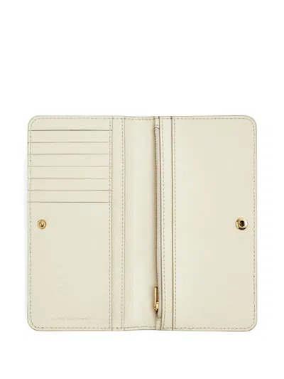 Marc Jacobs Beige Leather Bi-fold Wallet With Foldover Top In Blue