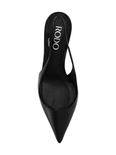 Rodo 35mm Slingback Leather Pumps In Black