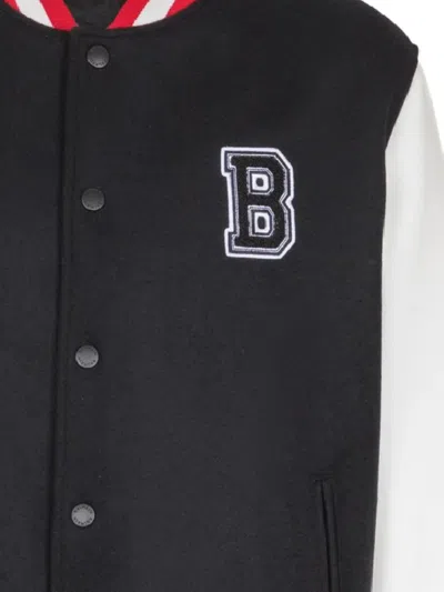 Balmain Wool And Eco-leather Varsity Jacket With Patch In Black