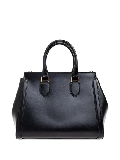 Alexander Mcqueen Large Birdee Top Handle Bag In Black