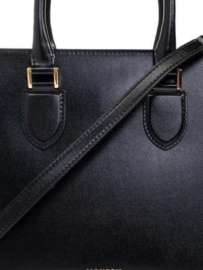 Alexander Mcqueen Large Birdee Top Handle Bag In Black