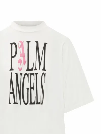 Palm Angels T-shirt With Pa Print On The Front In White