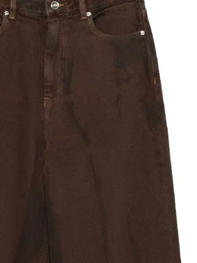 Ganni Brown Organic Cotton Jeans In Brown