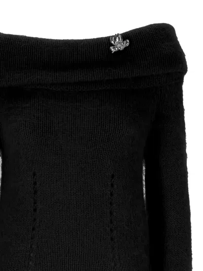Blumarine Long-sleeved Sweater In Black