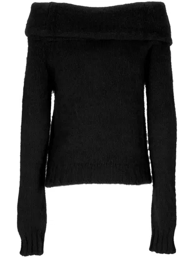 Blumarine Long-sleeved Sweater In Black