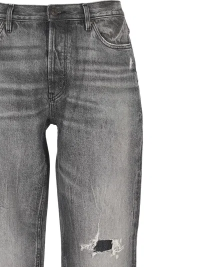 Hugo Boss Logo-patch Distressed Jeans In Gray