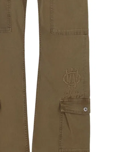 Off-white Logo Embroidered Zip Detailed Trousers In Brown