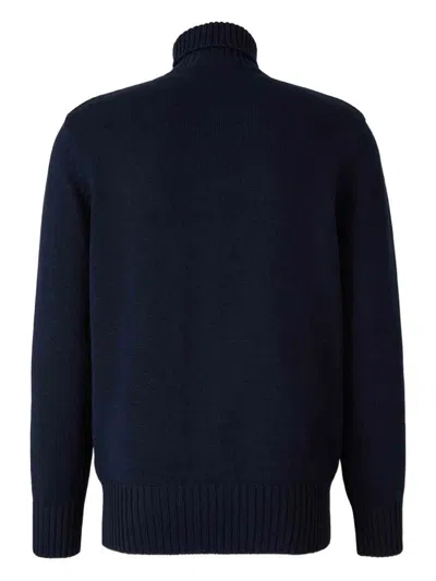 Givenchy Turtleneck Sweater In Cotton With Paris Embroidery Clothing In Blue