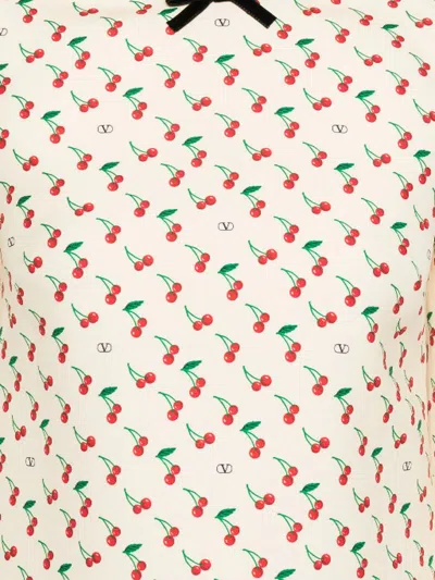 Valentino Cherry Print Crepe Couture Mini Dress In Multi