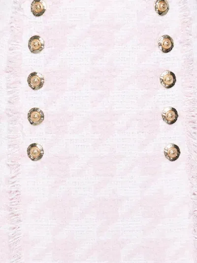 Balmain Tweed High Waist Buttoned Mini Skirt In White