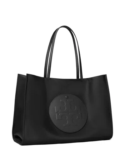 Tory Burch Ella Tote Bag With Logo Embossing In Black
