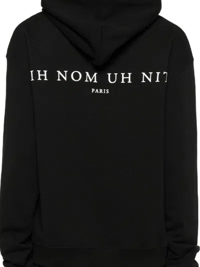 Ih Nom Uh Nit Hooded Sweater With Front Pocket And Print In Black