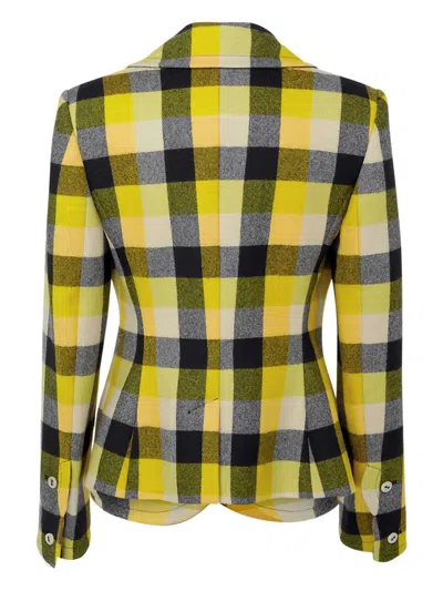 Vivienne Westwood Georgia Jacket Check Wool Pixel-check 44 Women In Yellow