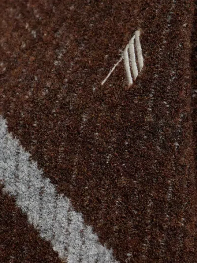 Attico Oversized Knit Sweater Geometric Design In Brown