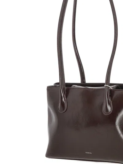 Stand Oil Square Low Rectangular Shoulder Bag In Brown