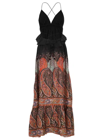 Zimmermann Rhiannon Ruffled Paisley-print Silk Midi Dress In Black Paisley