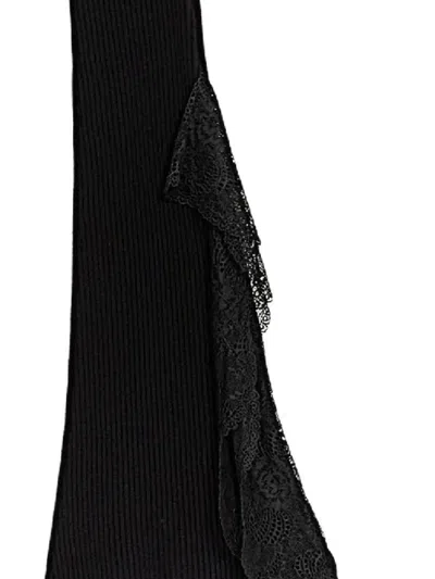 Blumarine Knit Insert Lace Pants In Black