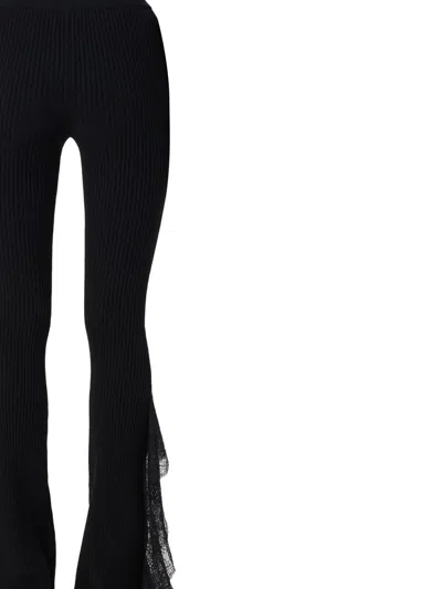 Blumarine Knit Insert Lace Pants In Black