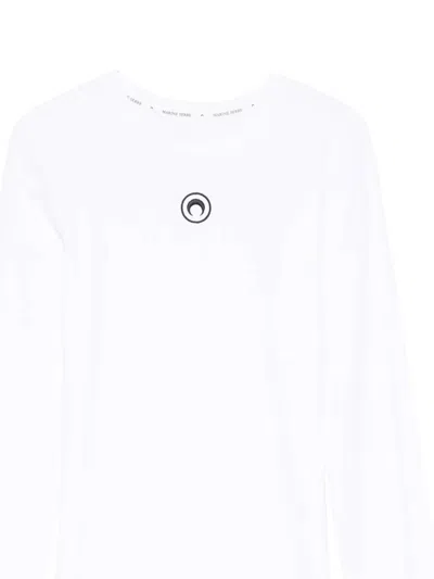 Marine Serre Ribbed Jersey Mini Dress With Long Sleeves In White