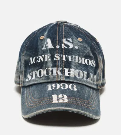 Acne Studios Logo-print Baseball Cap In Blue