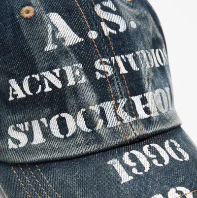 Acne Studios Logo-print Baseball Cap In Blue